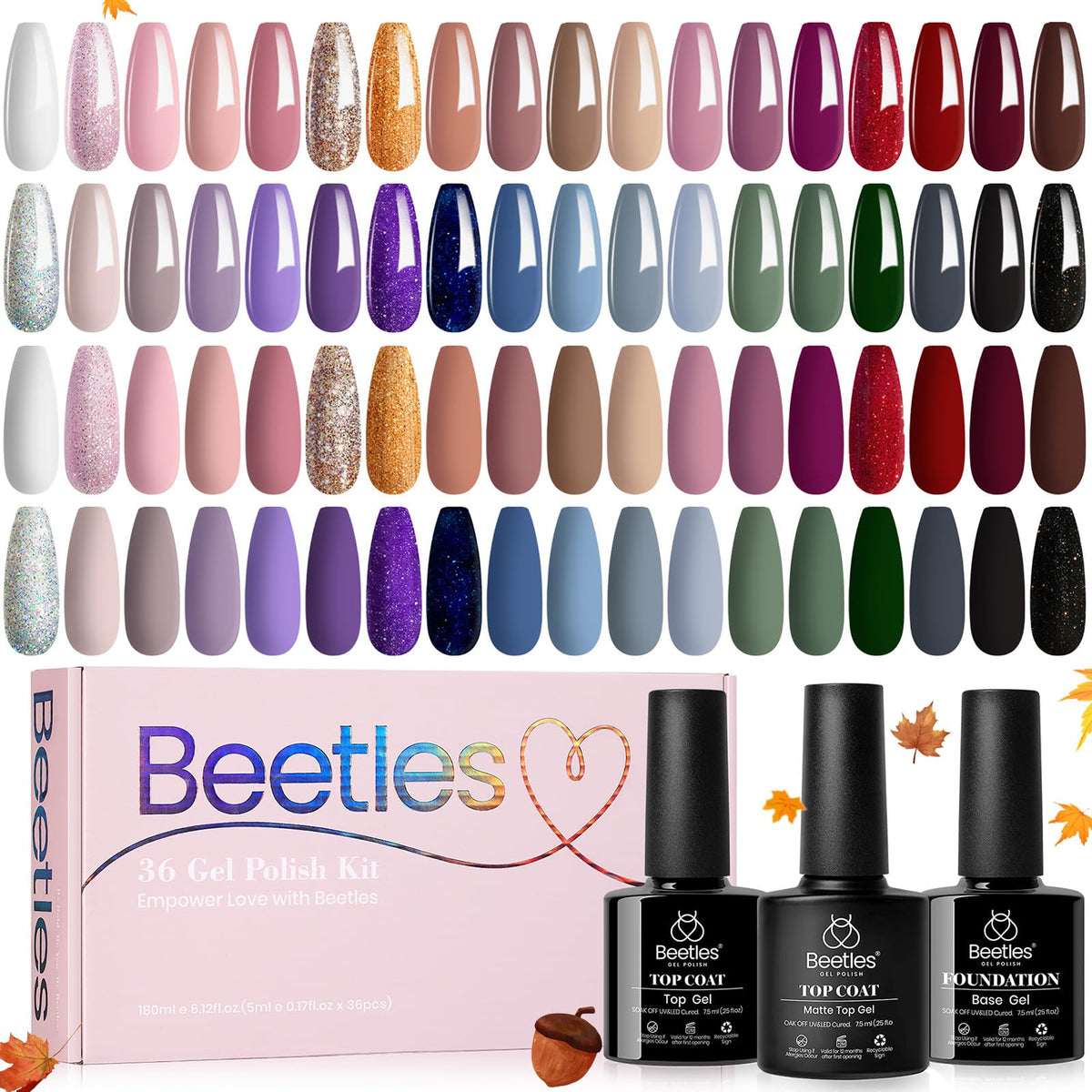 Beetles finished manicure burgundy set showing glossy results and event-ready nails