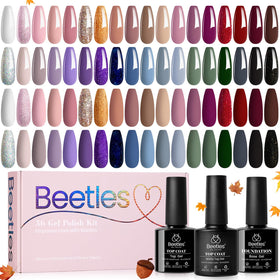 Beetles finished manicure burgundy set showing glossy results and event-ready nails