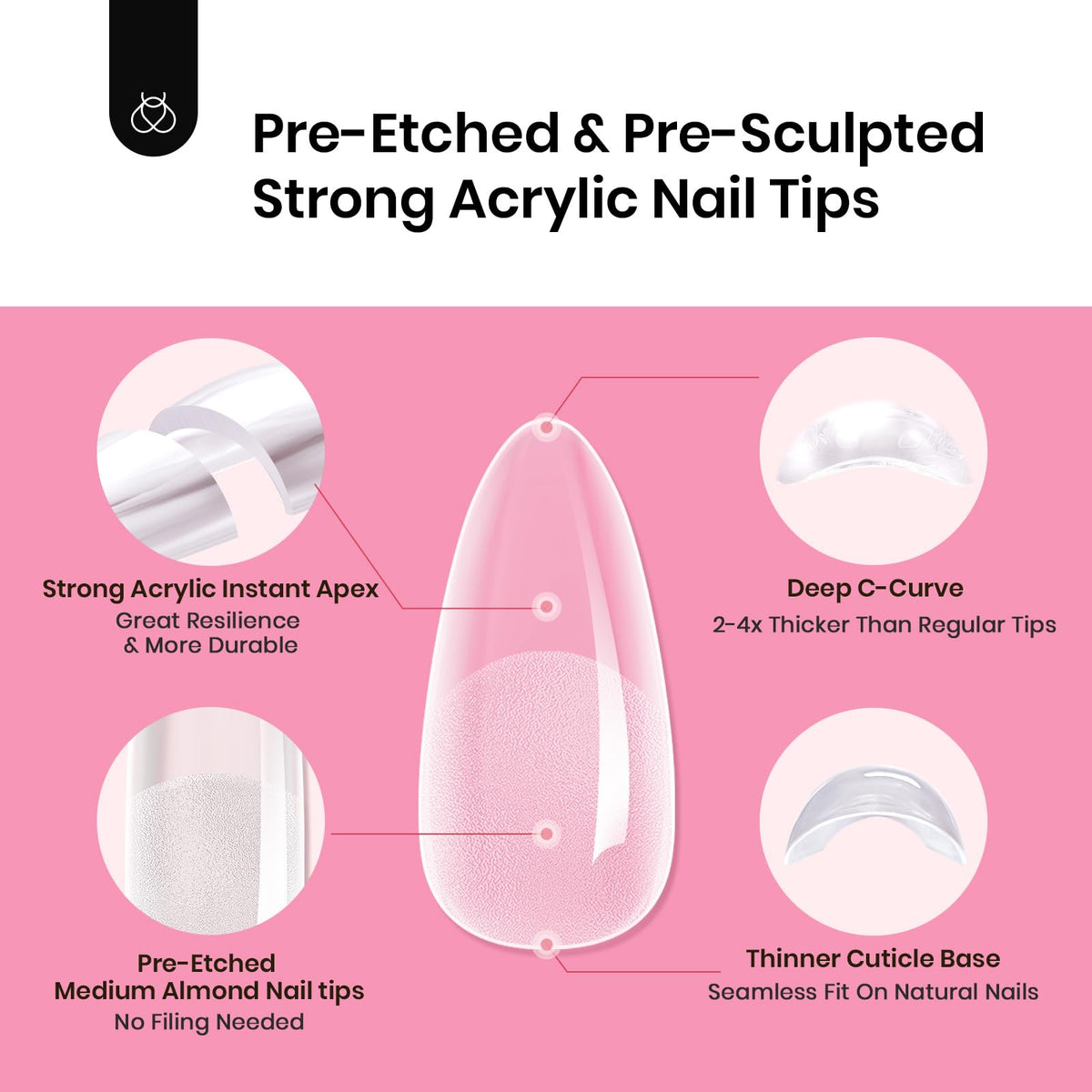 beetles Gel Polish finished medium almond nails demonstrating polished style