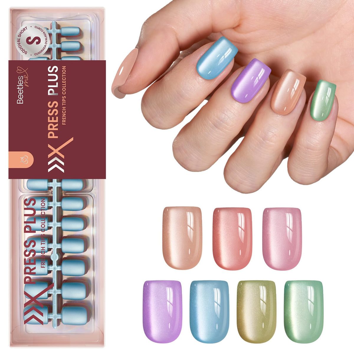 Beetles Gel Polish front packaging showing 224-piece cat eye set benefits