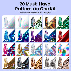 beetles gel polish close-up foils showing holographic and leopard detail for bold designs