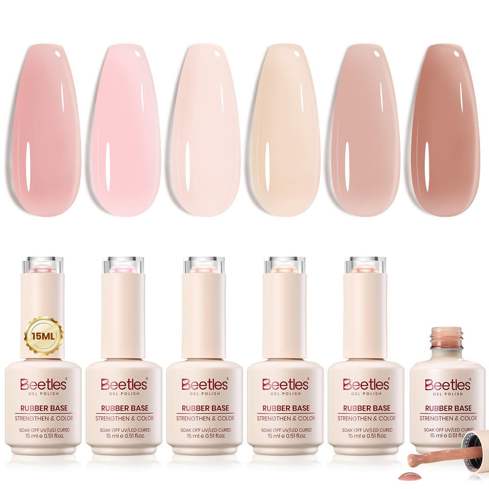 beetles front bottle set showing six 15ml bottles and neutral shades benefit long-lasting versatility