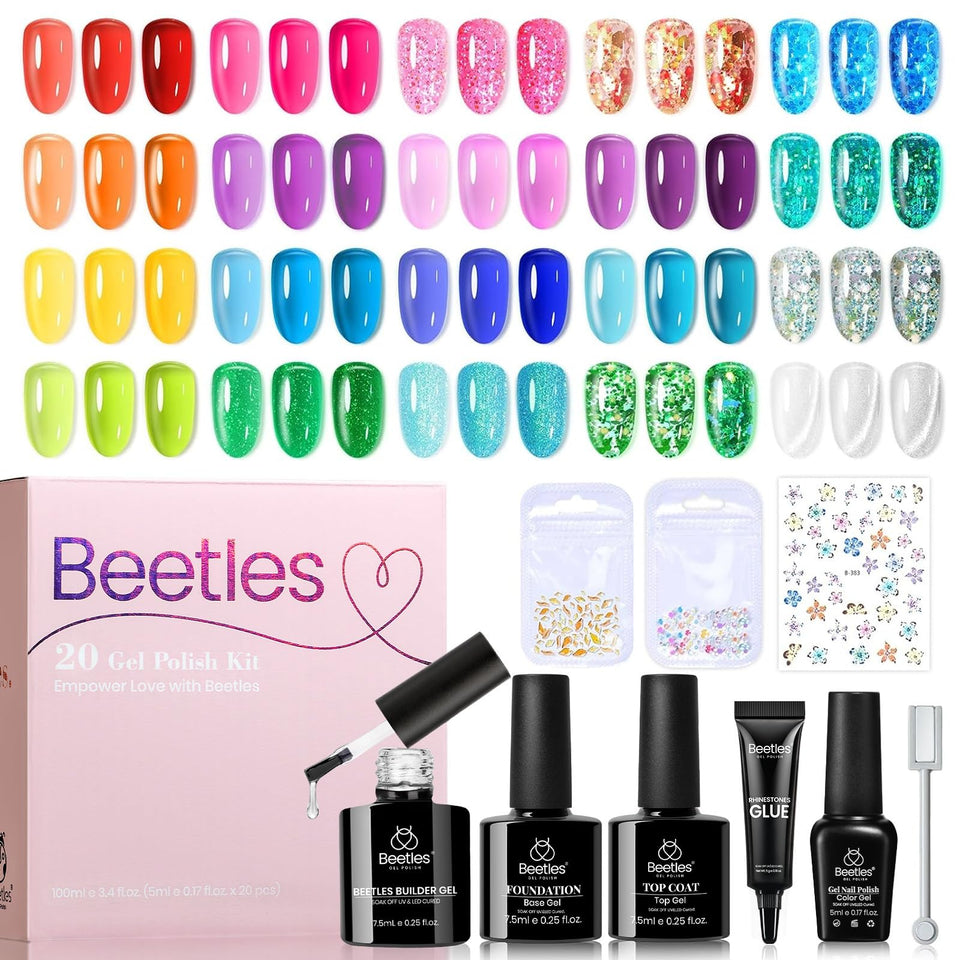 beetles front packaging showing all 20 colors and kit contents for easy selection