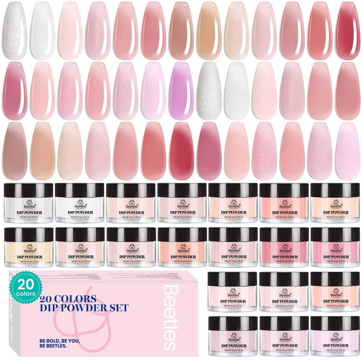 beetles Gel Polish front packaging showing 20-color kit and variety benefit