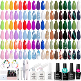 Beetles front packaging showing 36-color kit and included tools for complete manicure