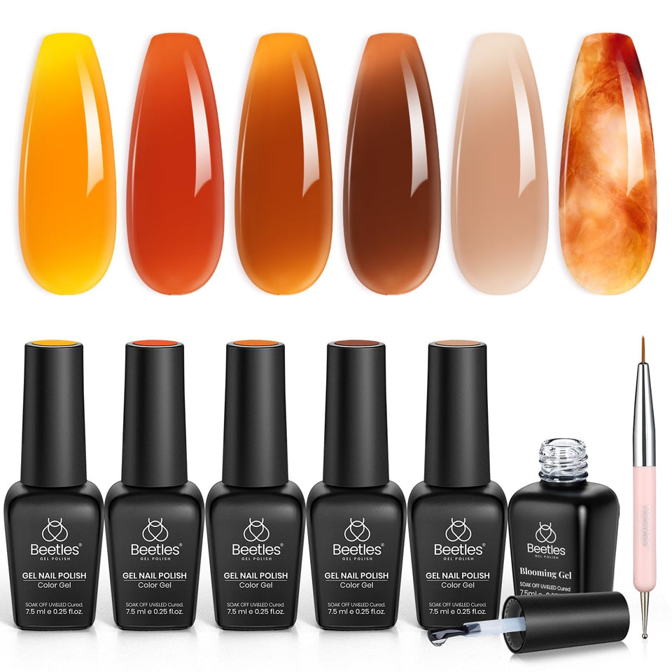 Beetles front packaging showing the six-piece fall jelly gel kit and benefits