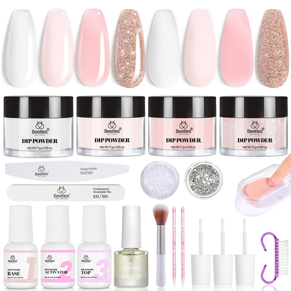 beetles gel polish front packaging showing complete dip kit and classic shades benefit easy setup