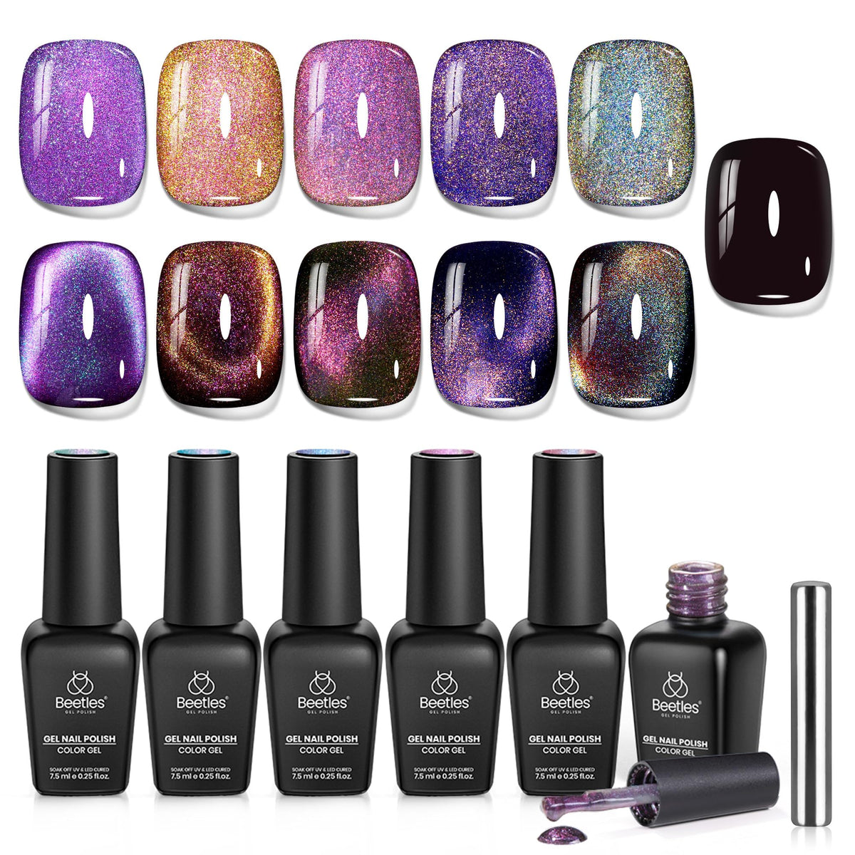 beetles front packaging showing six chameleon polish bottles and magnet for easy gifting