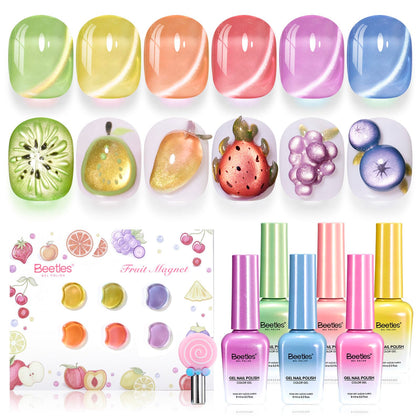 beetles front packaging showing all six fruit magnet bottles and box for gifting