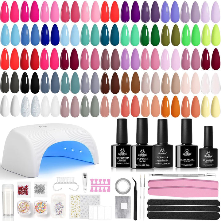 Beetles Gel Polish front packaging showing complete 81-piece kit benefits