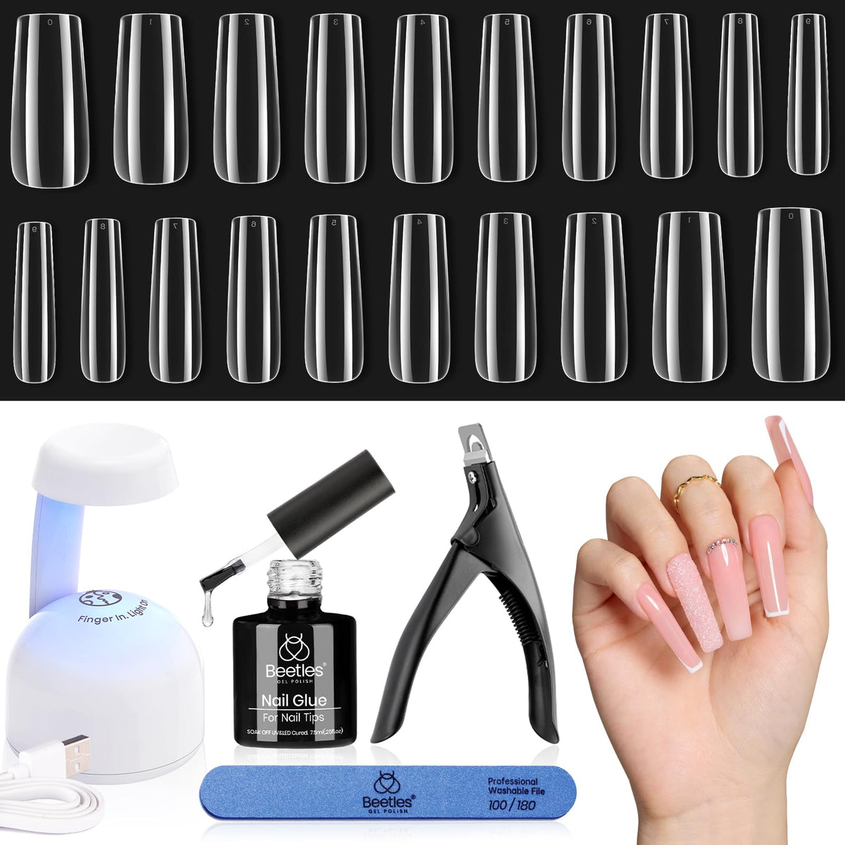 Beetles front packaging showing full kit contents and compact design benefit