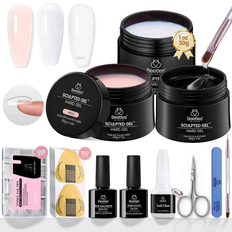 Beetles front packaging showing full hard gel kit and professional contents benefit