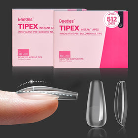 Beetles Gel Polish front packaging showing 512-piece tip kit benefit clarity