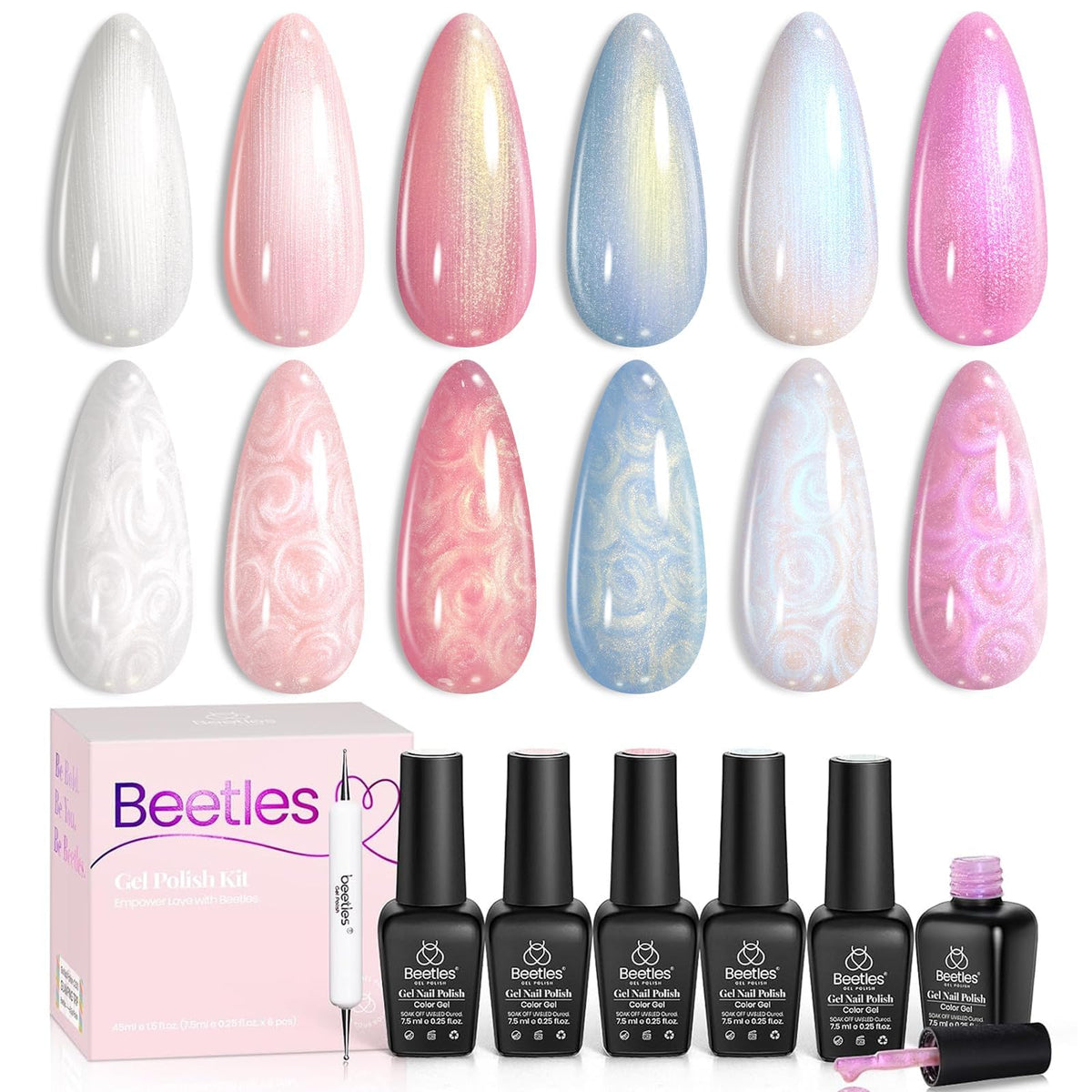 beetles front packaging showing six mermaid gel bottles and gift-ready box