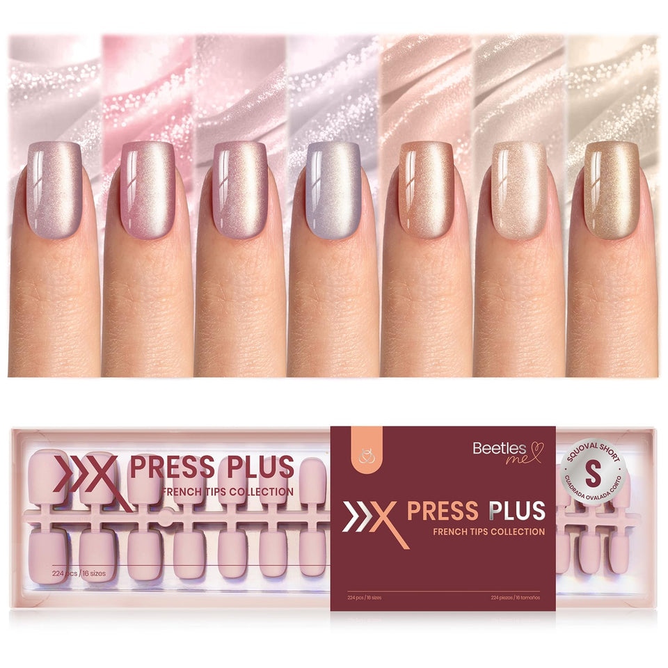 Beetles front packaging showing nude cat eye press on nails for easy salon looks