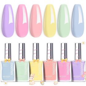 Beetles front packaging showing six pastel polish shades and neat gift presentation