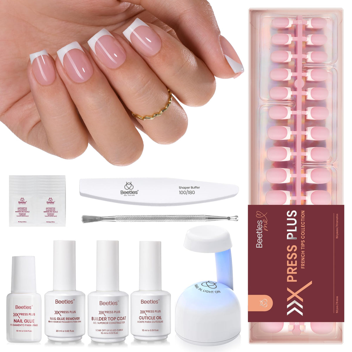 beetles Gel Polish front packaging showing full press-on kit and benefits