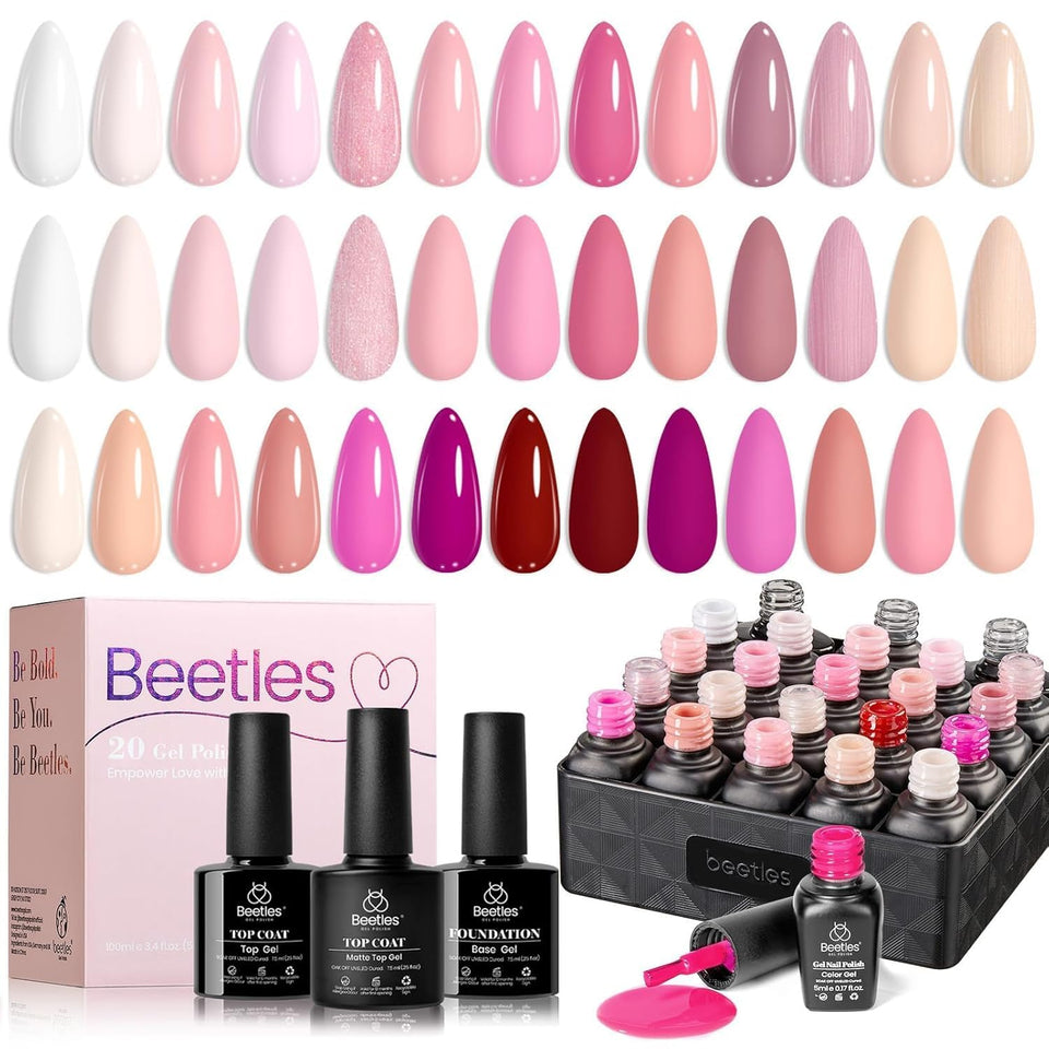 Beetles front packaging showing full 23-piece kit and gift-ready box benefit