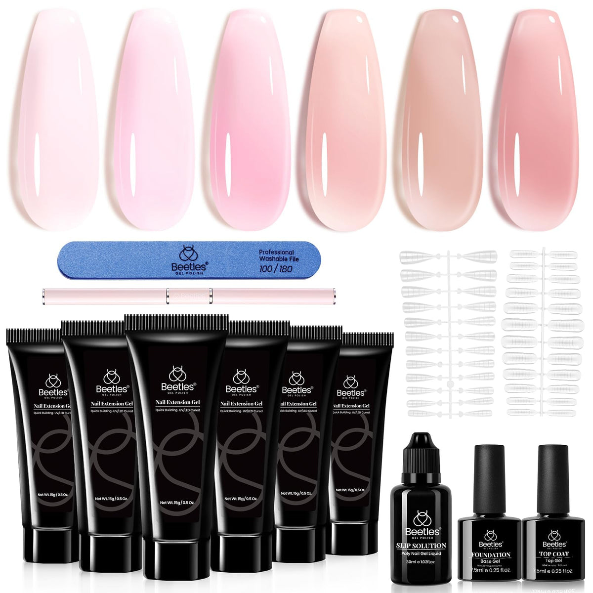 Beetles front packaging showing full poly gel kit for easy home salon