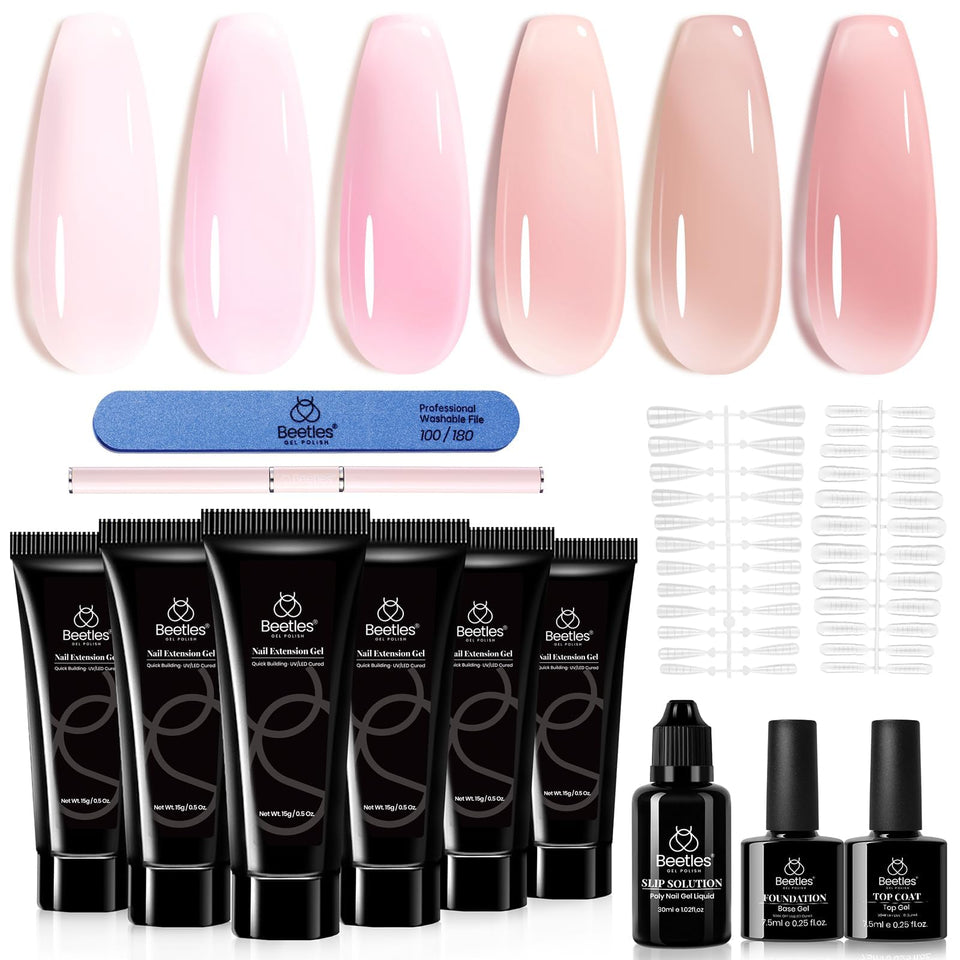 Beetles front packaging showing full poly gel kit for easy home salon