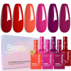 Beetles front packaging showing six HEMA-free shades and clear benefits