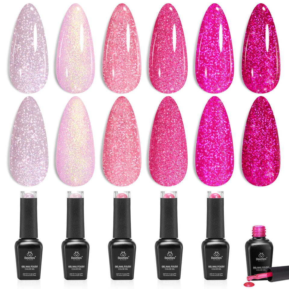beetles front packaging rosy diamond set showing six bottles and branding benefit salon-ready