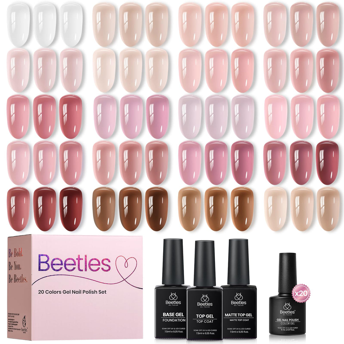 Beetles front packaging showing the complete 23-piece nail kit and gift-ready appeal
