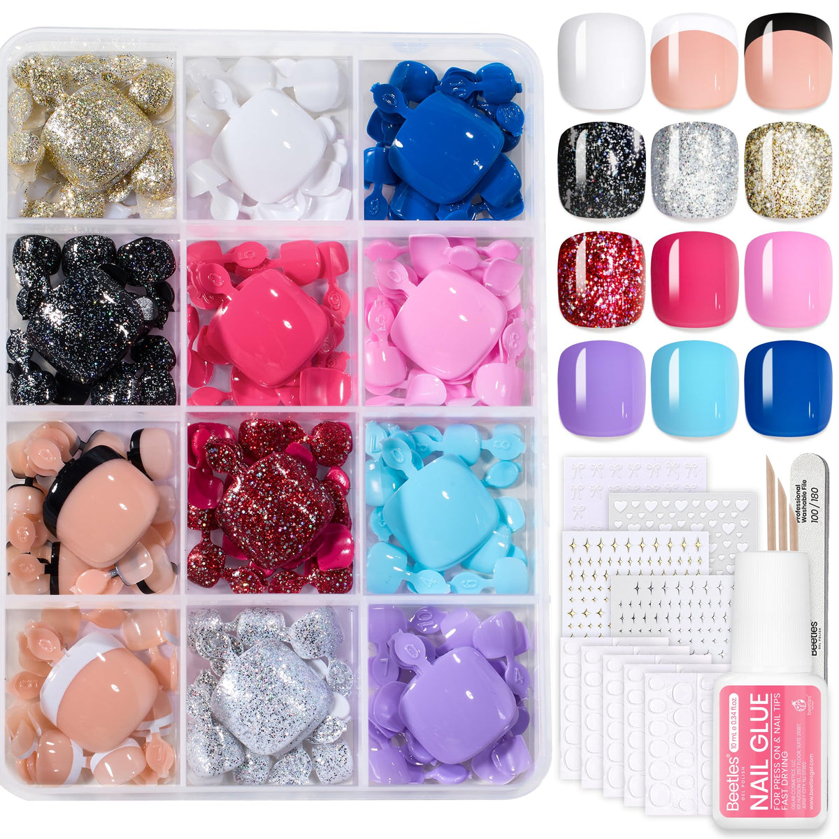 beetles front packaging showing complete toe nail kit and accessories for convenience
