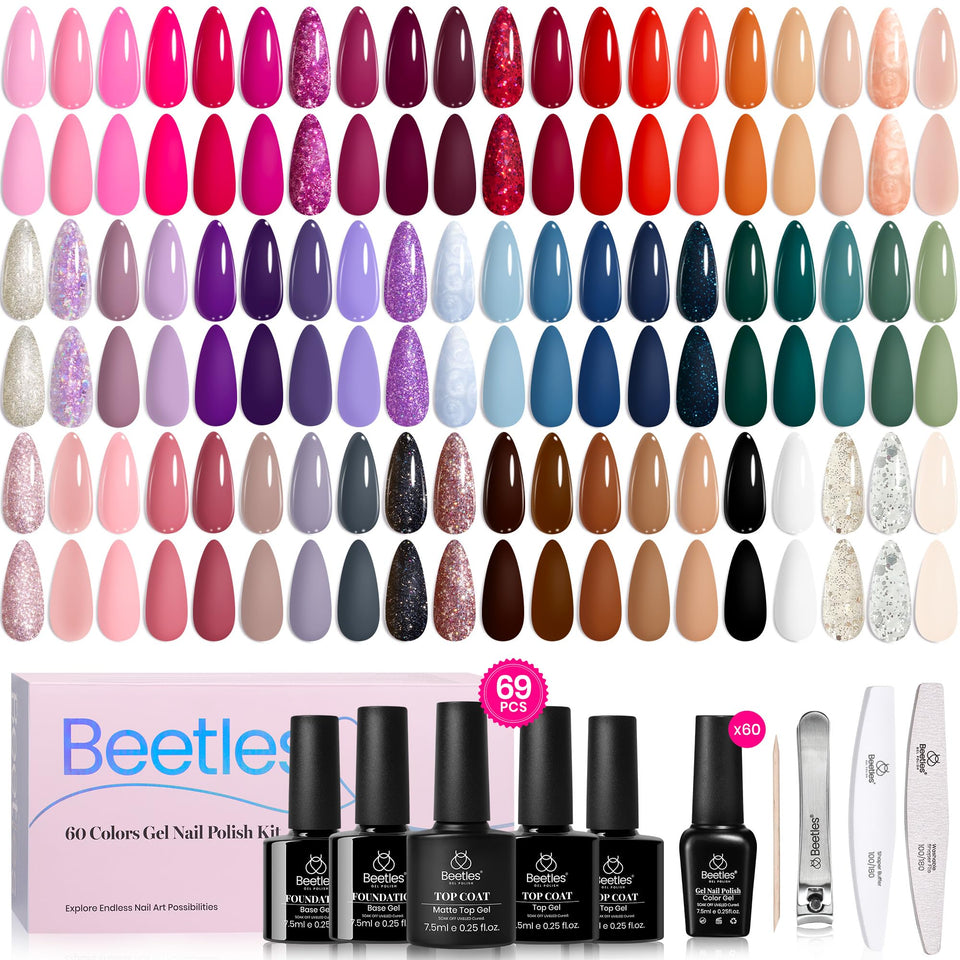 beetles front packaging showing full 60-color kit and bottles, organized for easy selection