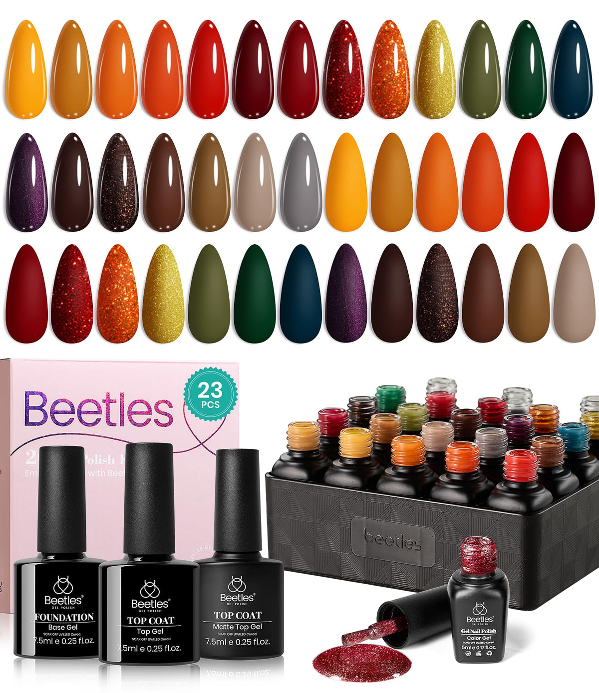 beetles front packaging showing 20 autumn gel colors and gift-ready box