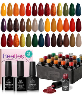 beetles front packaging showing 20 autumn gel colors and gift-ready box