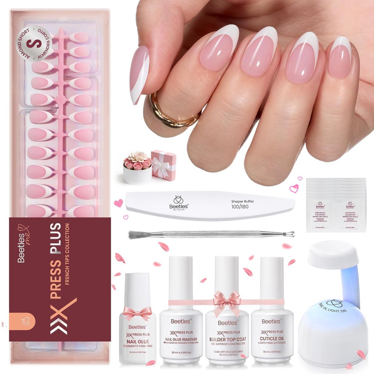 beetles front packaging showing complete kit and French tips benefit fast setup