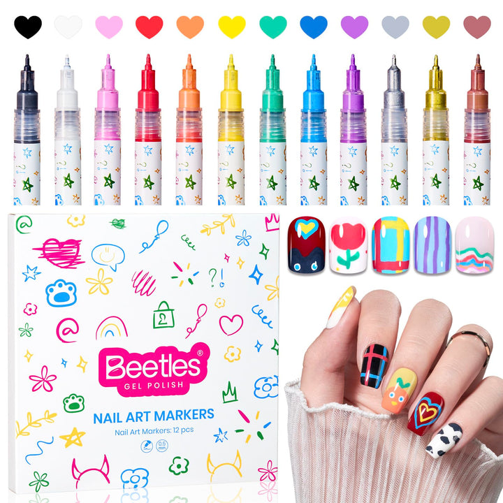 beetles Gel Polish front packaging showing 12 colors and compact case benefit