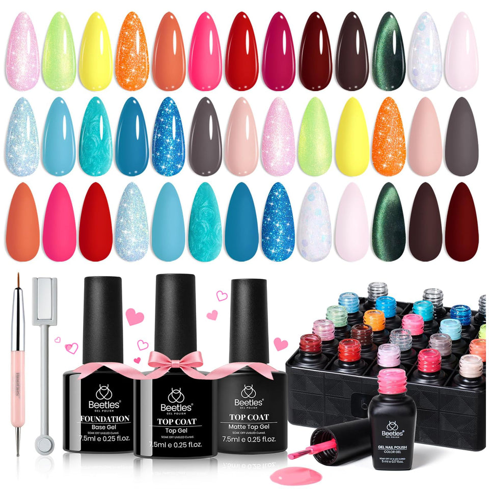 beetles front packaging showing 20-color kit and tools for easy selection