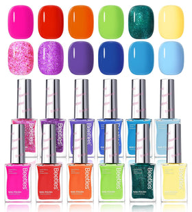 Beetles front packaging showing 12 neon polish colors and rainbow appeal