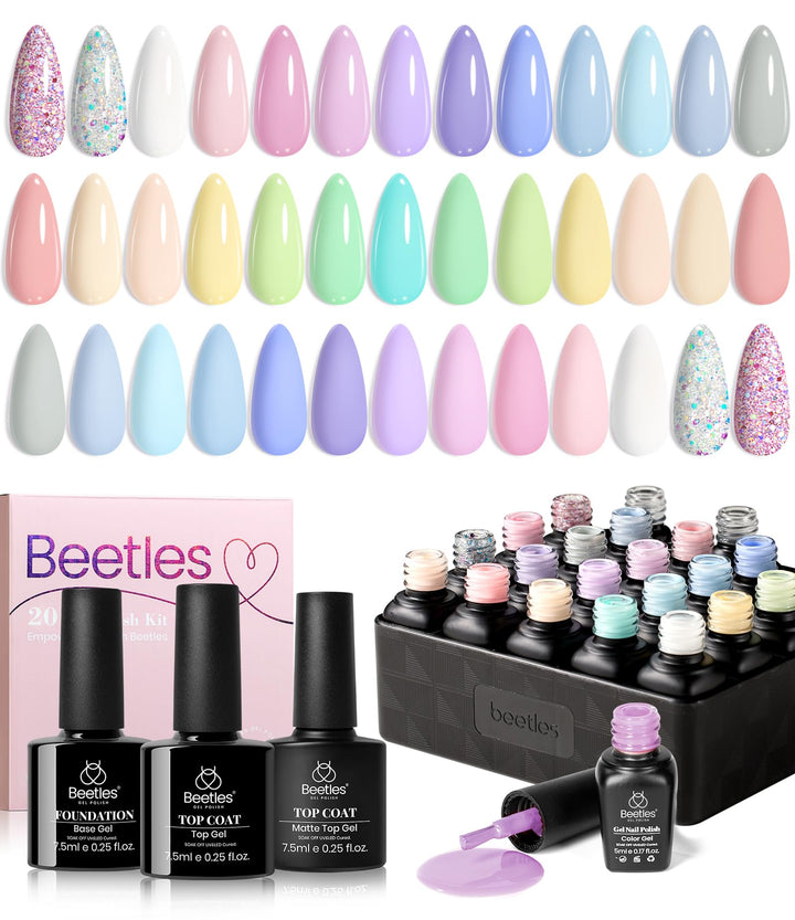 beetles front packaging showing full 23-piece kit and organized bottles for easy selection