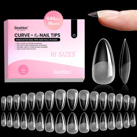 Beetles Gel Polish front packaging showing 640pcs kit and almond shape benefit