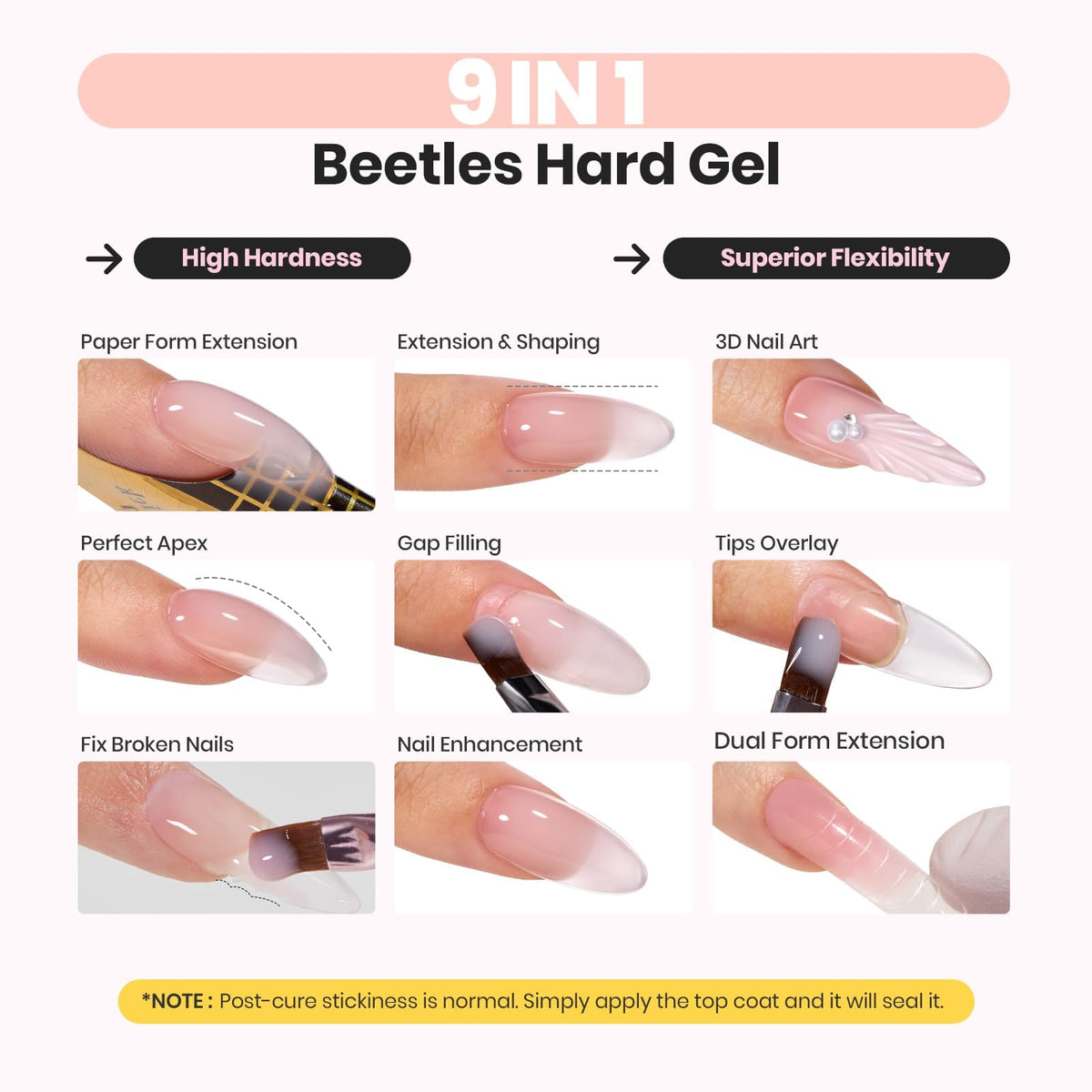 Beetles builder gel bottles close-up showing smooth texture for easy sculpting