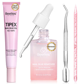 beetles Gel Nail Glue front packaging showing kit contents and benefits