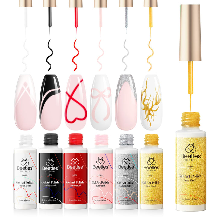 beetles Gel Polish front packaging showing six liner bottles and set benefit