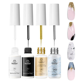 beetles Gel Polish front packaging showing four 5ml liner tubes and labels for easy selection