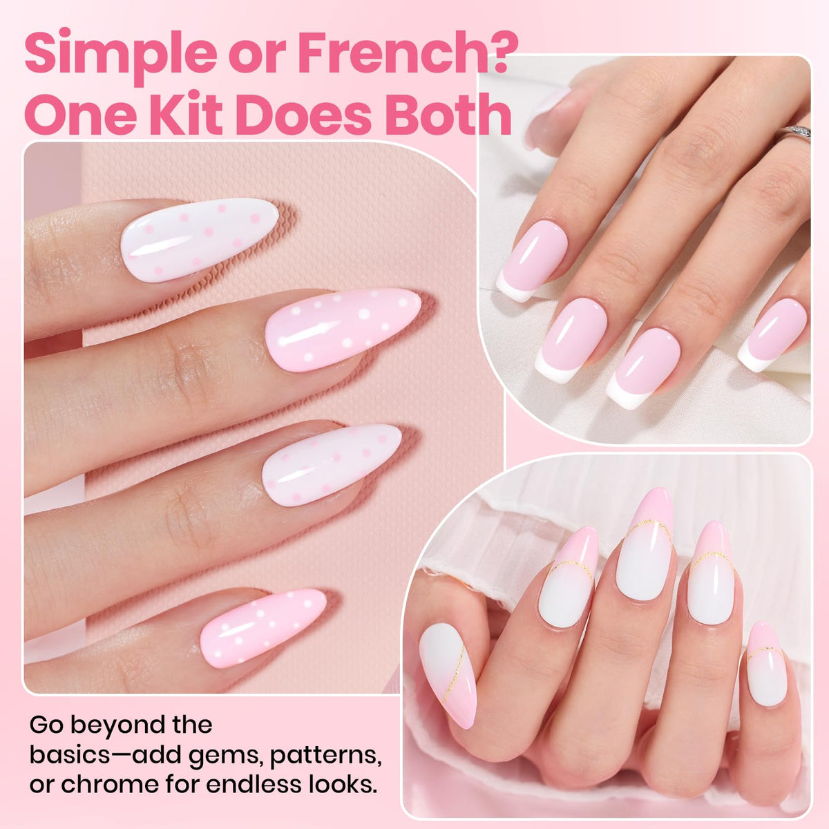 Beetles Gel Polish french tip demo on nails showing clean classic smile line