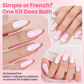 Beetles Gel Polish french tip demo on nails showing clean classic smile line