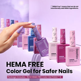 beetles Gel Polish bottle label closeup displaying color-matched caps, easy selection