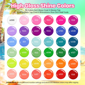 Beetles Gel Polish color swatches fan displaying neon shades for easy selection benefit inspiration