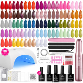beetles Gel Polish front packaging showing full 55-piece kit and contents