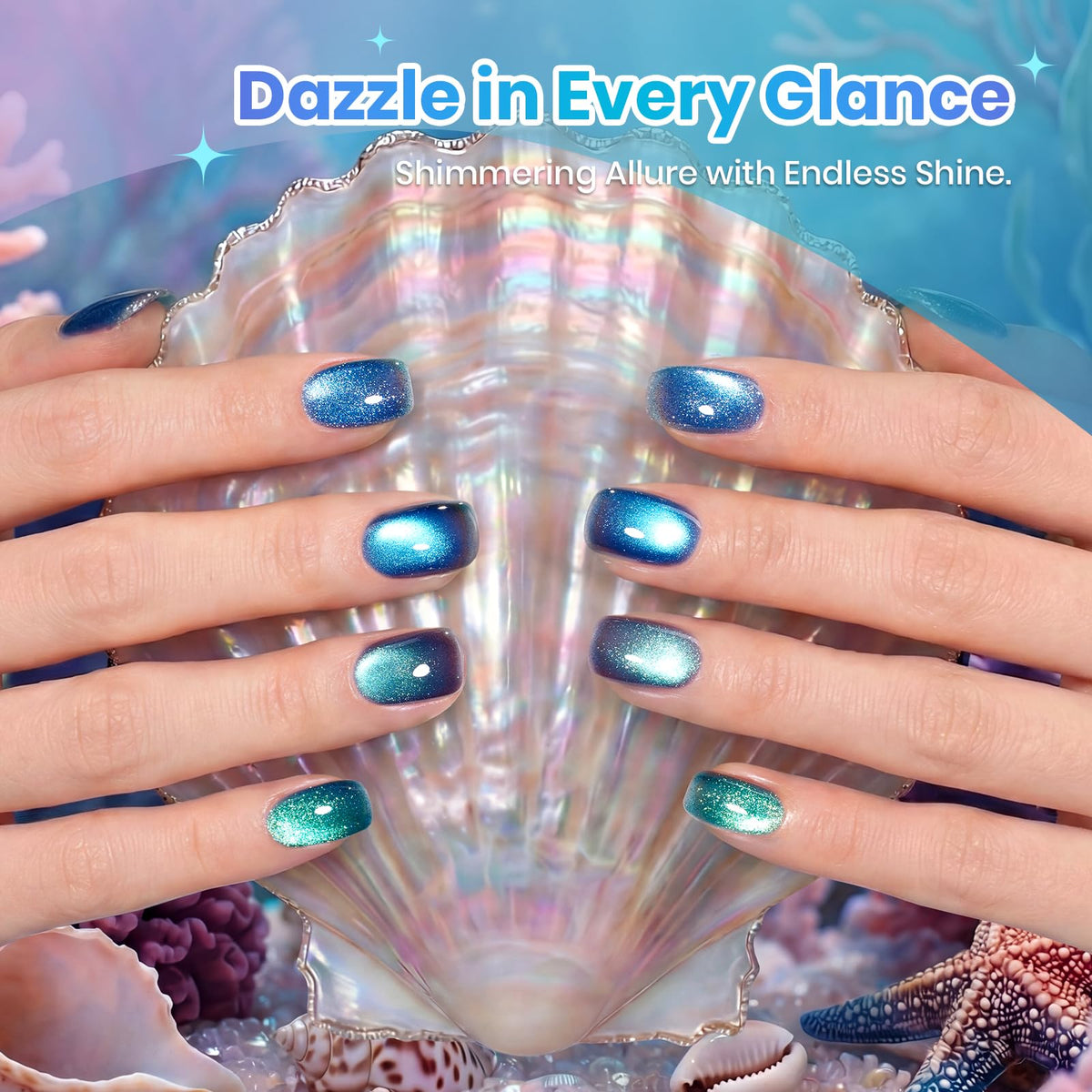 Beetles Gel Polish magnet in use pulling shimmer to create water ripple effect quickly