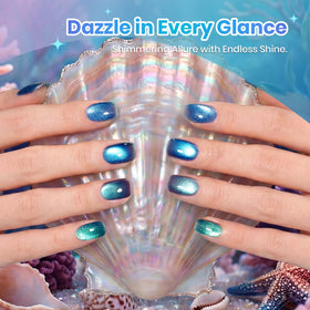 Beetles Gel Polish magnet in use pulling shimmer to create water ripple effect quickly