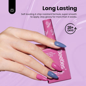 beetles Gel Polish manicure in use cured under LED lamp, long-lasting shine