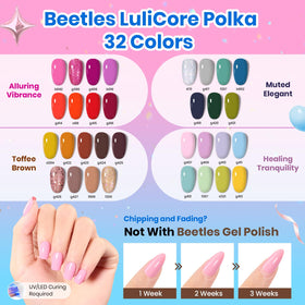 beetles Gel Polish finished manicure on hands demonstrating glossy salon finish